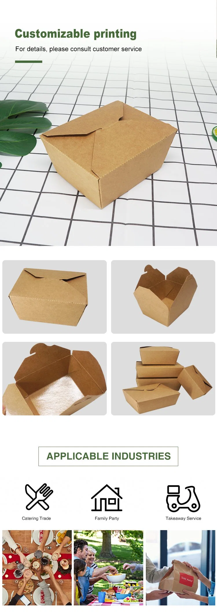 800ml Eco-Ferendly Disposable Fried Chicken Box Fast Food Container