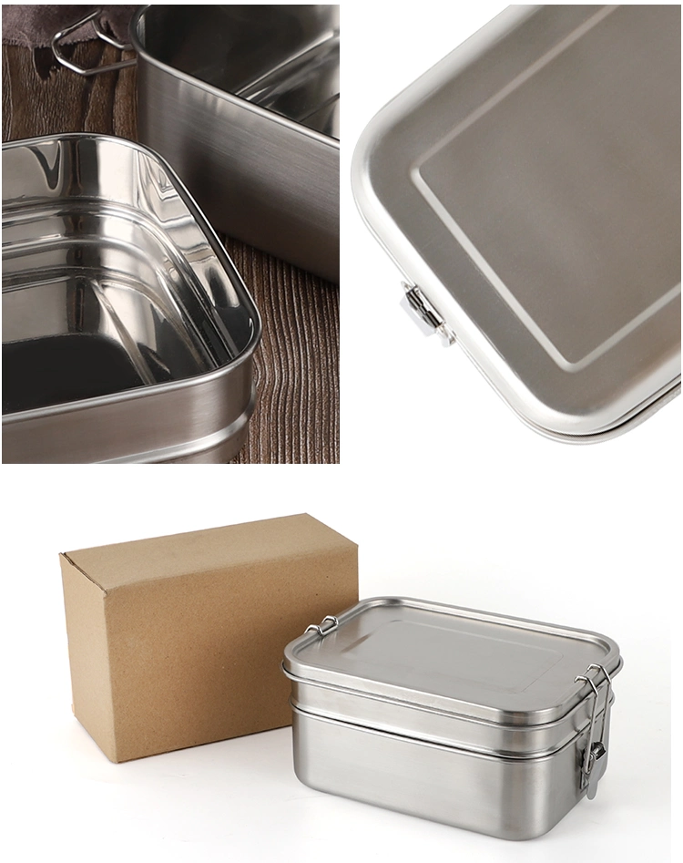 Reusable Camping Sealed Double Layer OEM ODM Logo Customizable Food Packing Container Stainless Steel Bento Box Lunch Box