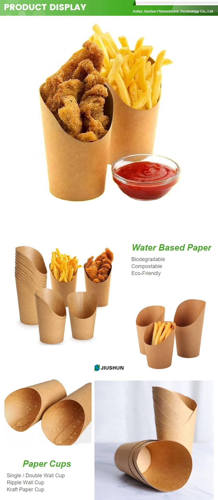 Wholesale 24oz to 170oz Pop Corn Paper Cups Fried Chicken Potato Chips Fast Food Paper Containers