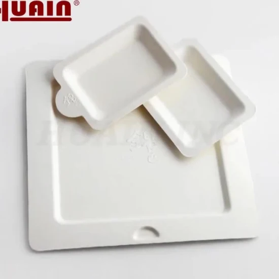 Sugarcane Pulp Wet Pressing Round Shape Custom Food Container Molded Pulp Paper Tray for Cake