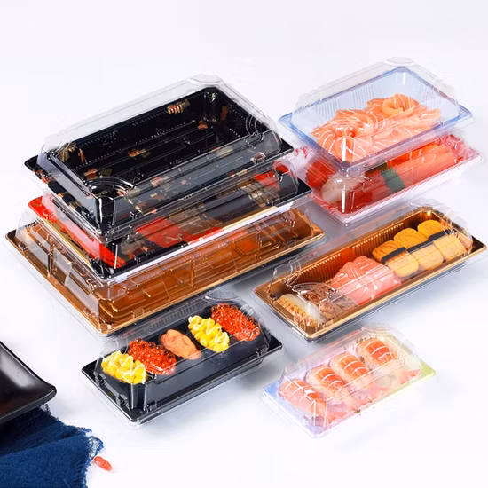 Hot Sale Professional Recycleble Plastic Dvided Protection Sushi Trays for Food Container
