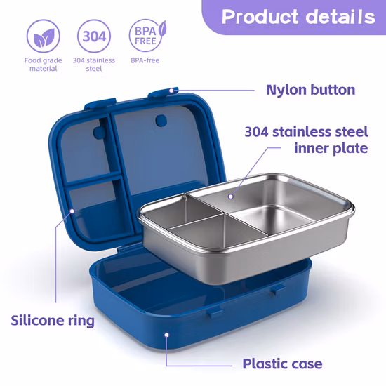 Reusable Camping Sealed Double Layer OEM ODM Logo Customizable Food Packing Container Stainless Steel Bento Box Lunch Box