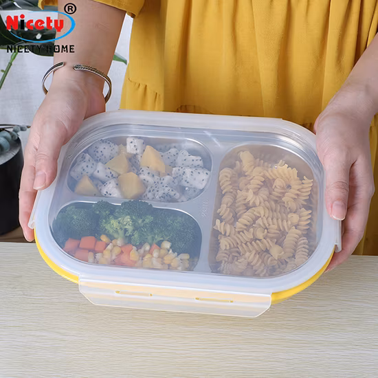 2023 Square Stainless Steel Food Storage Container Plastic Kids Bento Lunch Box