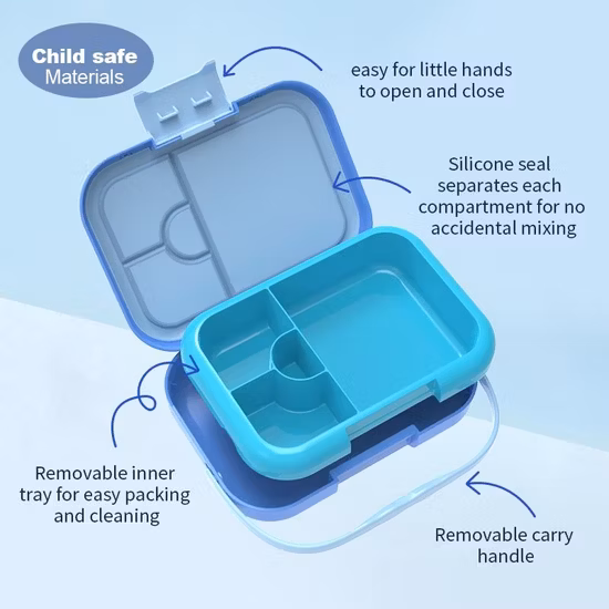Aohea 4 or 6 Compartments Kids Bento Box Food Grade Lunch Box