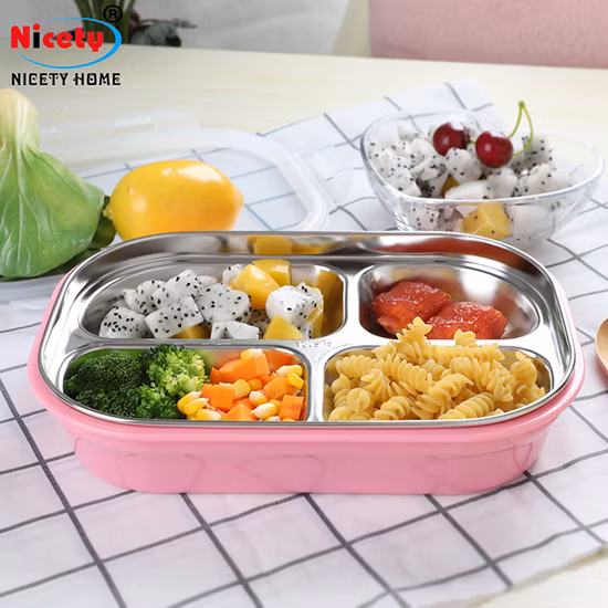 2023 Square Stainless Steel Food Storage Container Plastic Kids Bento Lunch Box