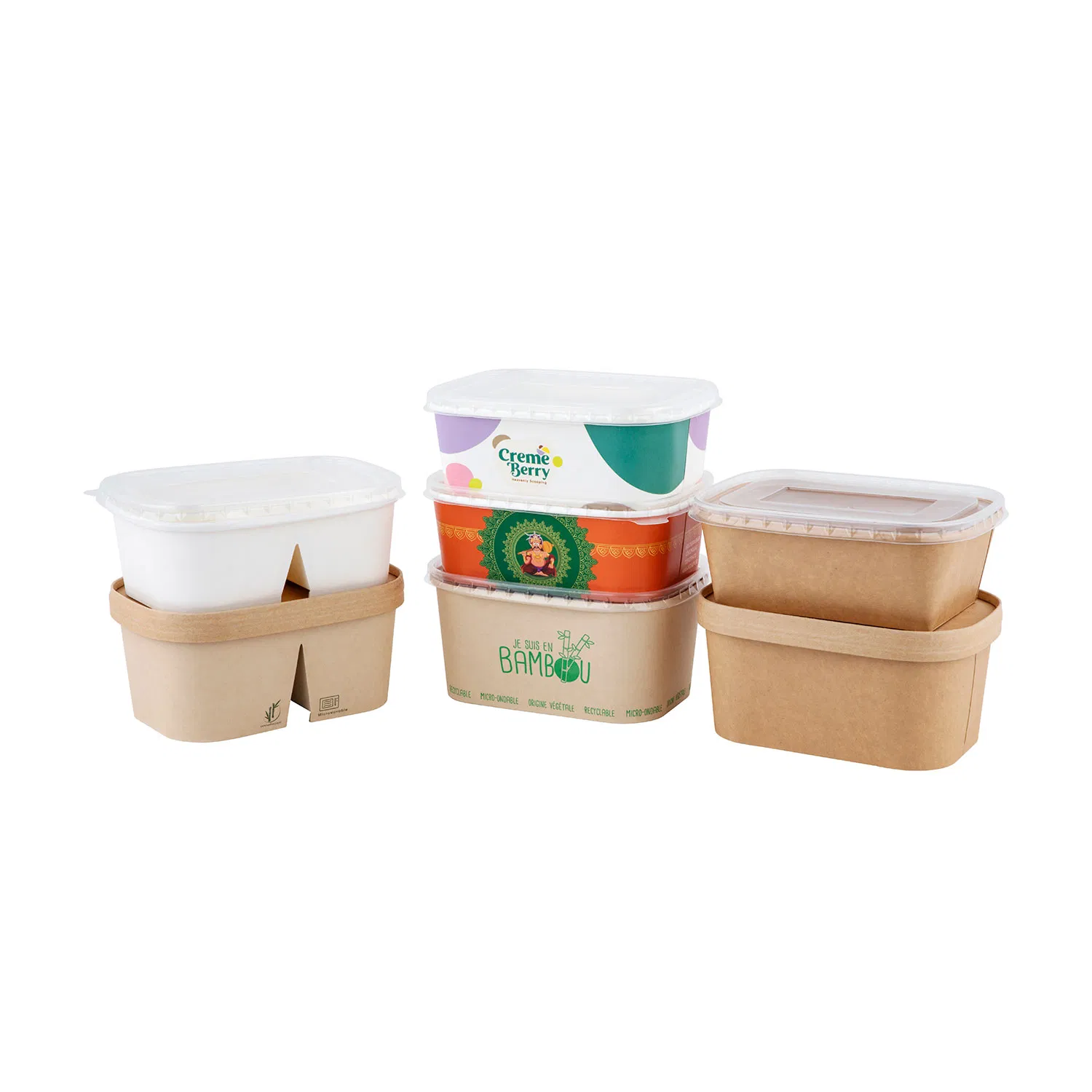 Disposable Paper Salad Bowl with PP Lid for Take Away