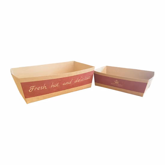 Kitchenware Medium Disposable Brown Kraft Paper Food Tray Concession Tray Serving Boats for Party Snacks Plates Paper Food Packaging Container Plate
